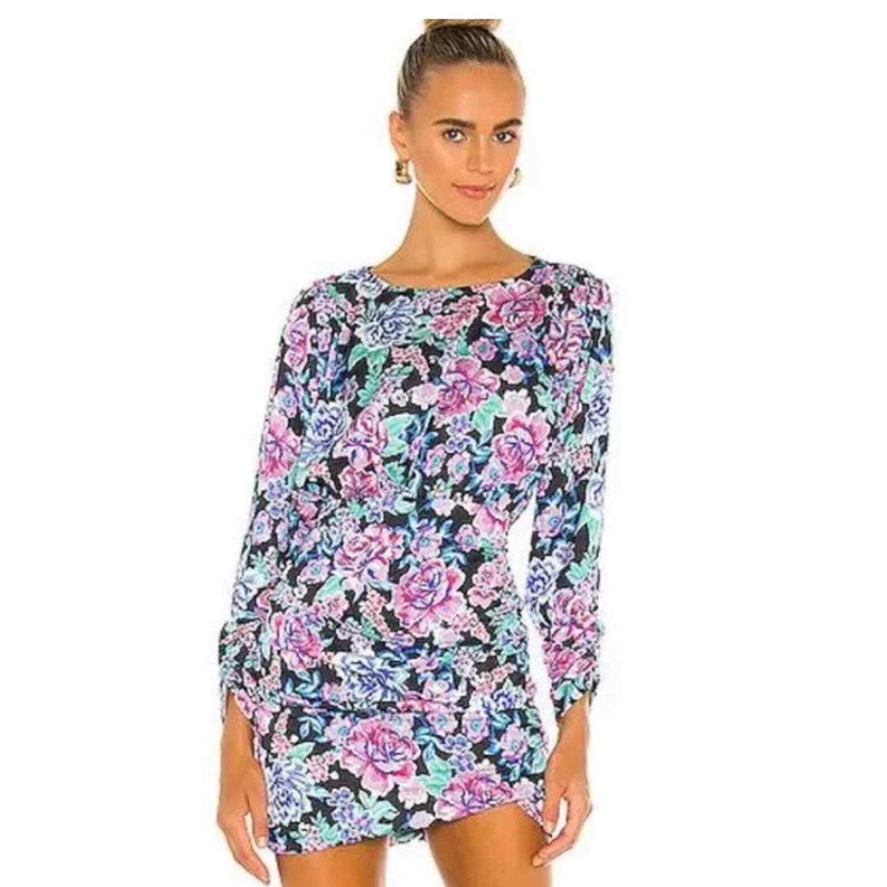 Floral Long Sleeve rouging detail small for love & lemons Dress nwt open back